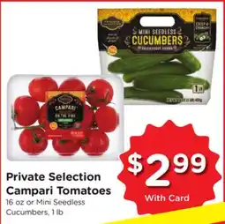 Ralphs Private Selection Campari Tomatoes 16 oz or Mini Seedless Cucumbers, 1 lb offer