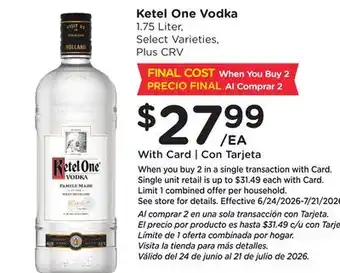 Ralphs Ketel One Vodka offer