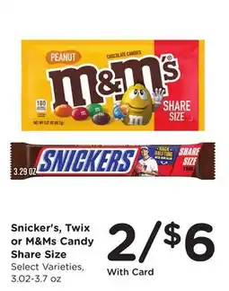 Ralphs Snickers, Twix or M&Ms Candy Share Size offer