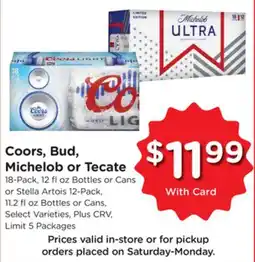 Ralphs Coors, Bud, Michelob or Tecate offer