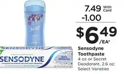 Ralphs Sensodyne Toothpaste 4 oz or Secret Deodorant, 2.6 oz offer