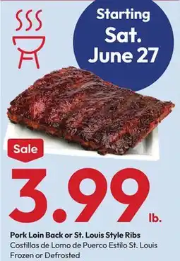 Stater Bros Pork Loin Back or St. Louis Style Ribs offer