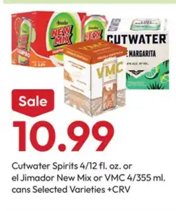 Stater Bros Cutwater Spirits 4/12 fl. oz. or el Jimador New Mix or VMC 4/355 ml. cans offer