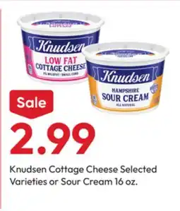 Stater Bros Knudsen Cottage Cheese Selected Varieties or Sour Cream offer