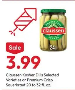 Stater Bros Claussen Kosher Dills Selected Varieties or Premium Crisp Sauerkraut offer