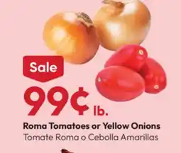 Stater Bros Roma Tomatoes or Yellow Onions offer