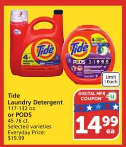 Albertsons Tide Laundry Detergent 117-132 oz. or PODS 45-76 ct offer