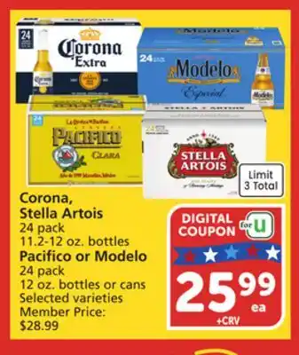 Albertsons Corona, Stella Artois, Pacifico or Modelo offer
