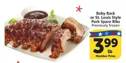 Albertsons Baby Back or St. Louis Style Pork Spare Ribs offer