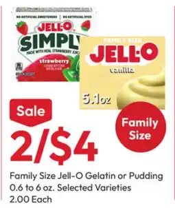 Stater Bros Family Size Jell-O Gelatin or Pudding offer