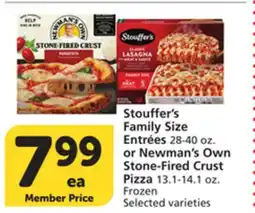 Albertsons Stouffer's Family Size Entrées 28-40 oz. or Newman's Own Stone-Fired Crust Pizza 13.1-14.1 oz offer