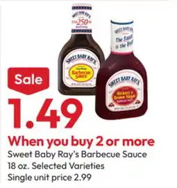 Stater Bros Sweet Baby Ray's Barbecue Sauce offer