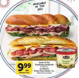Albertsons Grab 'N Go Footlong Sandwich 27-30 oz. or Reser's Party Pack Salad 3 lbs offer