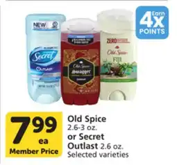 Albertsons Old Spice 2.6-3 oz. or Secret Outlast 2.6 oz offer