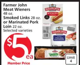 Albertsons Farmer John Meat Wieners 48 oz. Smoked Links 28 oz. or Marinated Pork Loin 22 oz offer