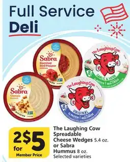 Albertsons The Laughing Cow Spreadable Cheese Wedges 5.4 oz. or Sabra Hummus 8 oz offer