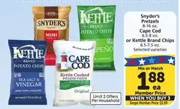 Albertsons Snyder's Pretzels 8-16 oz. Cape Cod 6.5-8 oz. or Kettle Brand Chips 6.5-7.5 oz offer