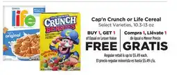 Food 4 Less Cap'n Crunch or Life Cereal offer