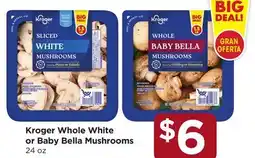 Food 4 Less Kroger Whole White or Baby Bella Mushrooms offer