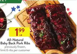 Fresh Thyme All-Natural Baby Back Pork Ribs offer