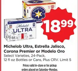 Food 4 Less Michelob Ultra, Estrella Jalisco, Corona Premier or Modelo Oro offer