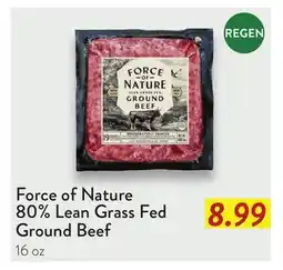 Fresh Thyme Force of Nature 80% Lean Grass Fed Ground Beef offer