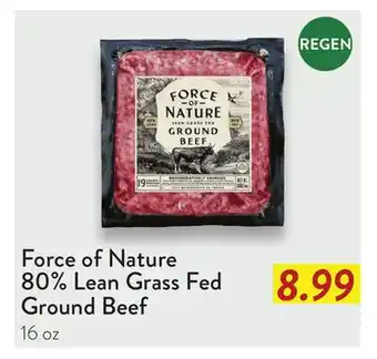 Fresh Thyme Force of Nature 80% Lean Grass Fed Ground Beef offer