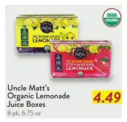 Fresh Thyme Uncle Matt's Organic Lemonade Juice Boxes offer