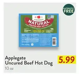 Fresh Thyme Applegate Uncured Beef Hot Dog offer