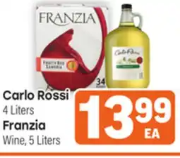 Tony’s Fresh Market Carlo Rossi 4 Liters or Franzia Wine, 5 Liters offer