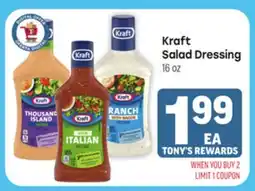 Tony’s Fresh Market Kraft Salad Dressing offer