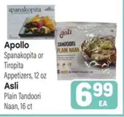 Tony’s Fresh Market Apollo Spanakopita or Appetizers, 12oz or Asli Plain Tandoori Naan, 16ct offer