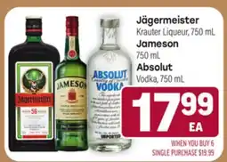Tony’s Fresh Market Jägermeister, Jameson or Absolut Vodka offer