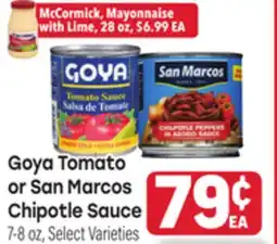 Tony’s Fresh Market Goya Tomato or San Marcos Chipotle Sauce offer