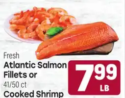 Tony’s Fresh Market Fresh Atlantic Salmon Fillets or 41/50 ct Cooked Shrimp offer