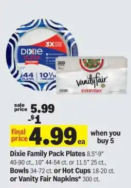 Meijer Dixie Family Pack Plates or Vanity Fair Napkins offer