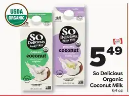 Weis Markets So Delicious Organic Coconut Milk offer