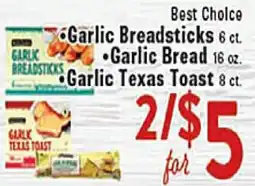 Rio Valley Market Best Choice Garlic Breadsticks 6 ct., Garlic Bread 16 oz., Garlic Texas Toast 8 ct offer