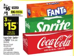 Dollar General Coca-Cola , Sprite or Fanta 12 pk. cans offer