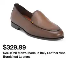Marshalls SANTONI Men's Made In Italy Leather Vibe Burnished Loafers offer