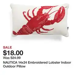 Marshalls NAUTICA 14x24 Embroidered Lobster Indoor Outdoor Pillow offer