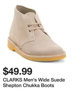Marshalls CLARKS Men's Wide Suede Shepton Chukka Boots offer