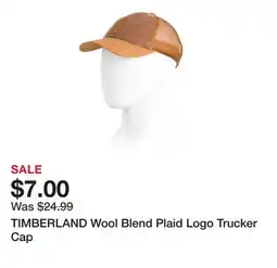 Marshalls TIMBERLAND Wool Blend Plaid Logo Trucker Cap offer