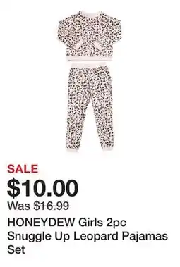 Marshalls HONEYDEW Girls 2pc Snuggle Up Leopard Pajamas Set offer