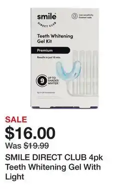 Marshalls SMILE DIRECT CLUB 4pk Teeth Whitening Gel With Light offer