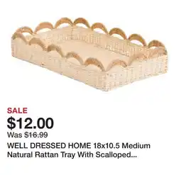 Marshalls WELL DRESSED HOME 18x10.5 Medium Natural Rattan Tray With Scalloped Edges offer