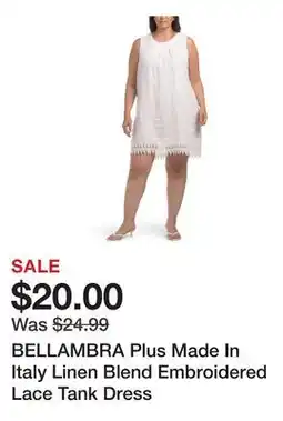 Marshalls BELLAMBRA Plus Made In Italy Linen Blend Embroidered Lace Tank Dress offer