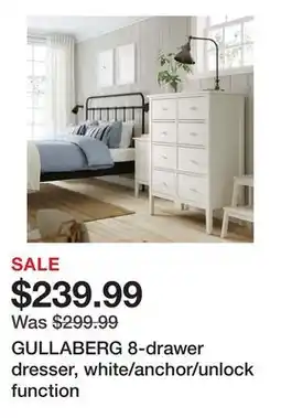 Ikea GULLABERG 8-drawer dresser, white/anchor/unlock function offer