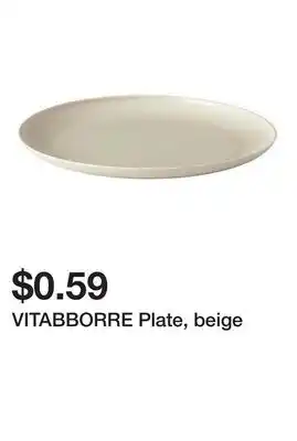 Ikea VITABBORRE Plate, beige offer