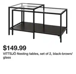 Ikea VITTSJÖ Nesting tables, set of 2, black-brown/glass offer
